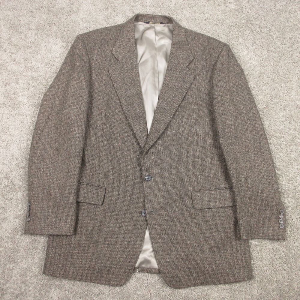 Jos A Bank Jacket Mens 44 L Brown Herringbone Tweed Executive Collection Blazer